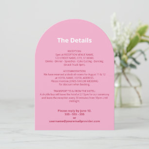 Cartão de Detalhes do Casamento Magenta Cor-de-Ros