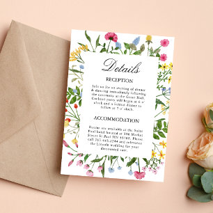 Cartão de Detalhes do Casamento Modern Wildflowers