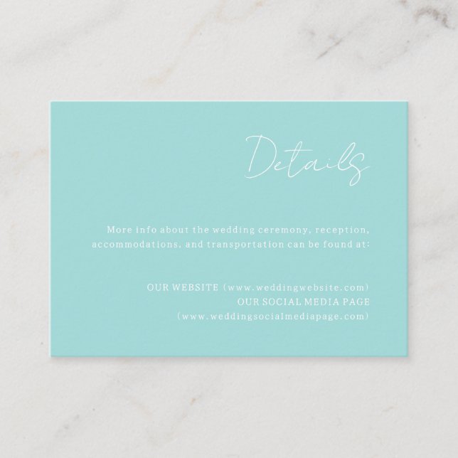 Cartão de Detalhes do Casamento Ocean Blue (Frente)