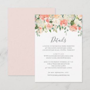 Cartão de Detalhes do Casamento Peach and Cream