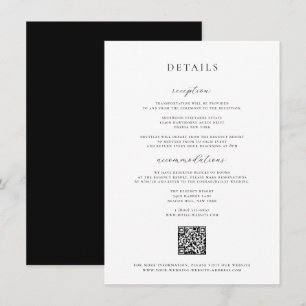 Cartão de Detalhes do Casamento Preto