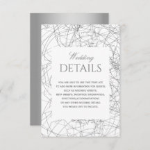 Cartão de Detalhes do Casamento Preto e Branco