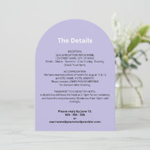 Cartão de Detalhes do Casamento Púrpura Claro