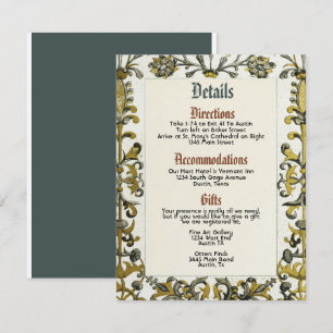 Cartão de Detalhes do Casamento Real da Renascença
