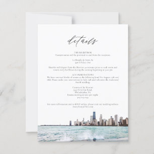 Cartão de Detalhes do Casamento Skyline Chicago W
