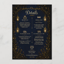 Cartão de Detalhes do Casamento Starlight Symphony
