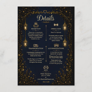 Cartão de Detalhes do Casamento Starlight Symphony