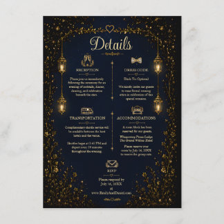 Cartão de Detalhes do Casamento Starlight Symphony