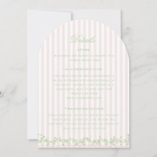 Cartão de detalhes do casamento Sweet Pink Stripe