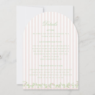 Cartão de detalhes do casamento Sweet Pink Stripe