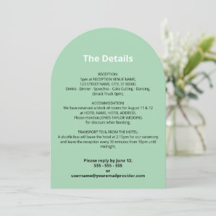 Cartão de Detalhes do Casamento Verde da Mint