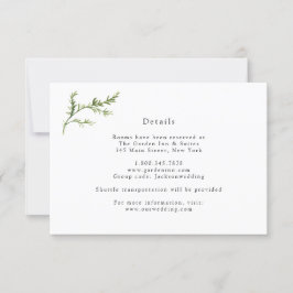 Cartão de Detalhes do Casamento Verde Simples