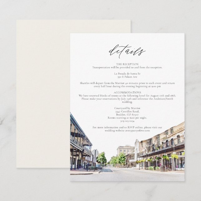 Cartão de Detalhes do Centro PENSACOLA Watercolor  (Frente/Verso)