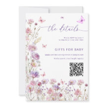 Cartão de Detalhes do Chá de Bebê Borboleta Pequen