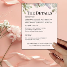 Cartão de Detalhes do Convite de Casamento Elegant