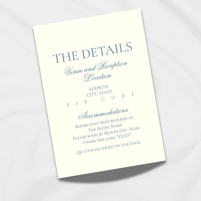Cartão de Detalhes do Elegante Dusty Blue - Design (Add a touch of timeless elegance to your wedding stationery with this dusty blue details card!)