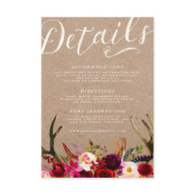 CARTÃO DE DETALHES | Elegante Floral Boho Rustic A