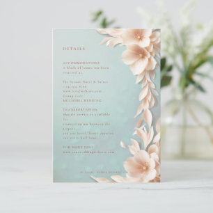 cartão de detalhes florais cor-de-rosa aqua