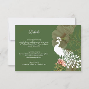 Cartão de Detalhes Florais Verde Elegante do Pavão