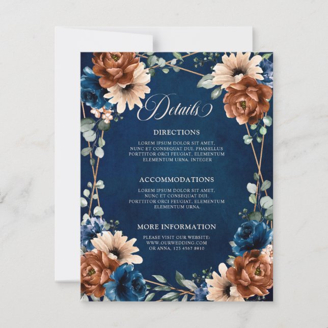 Cartão de Detalhes Geométricos do Marinho Terracot (Frente)