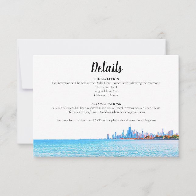 Cartão de Detalhes Horitzontal Skyline Chicago (Frente)