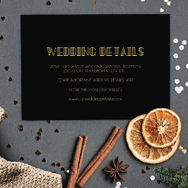 Cartão de detalhes simples do casamento com a Vint