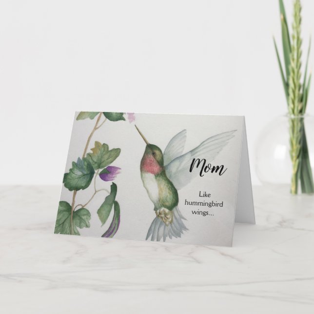 Cartão de Dia da Mãe de Beija-Pássaro (Frente)