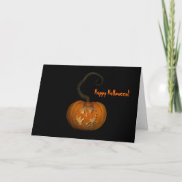 Cartão de Dia das Bruxas de Pumpkin Esculpido para