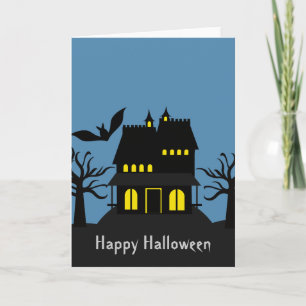 Cartão de Dia das Bruxas de Spooky Haunted House