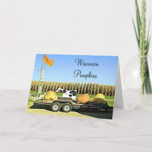 Cartão de Dia das Bruxas de Wisconsin Pumpkins e L