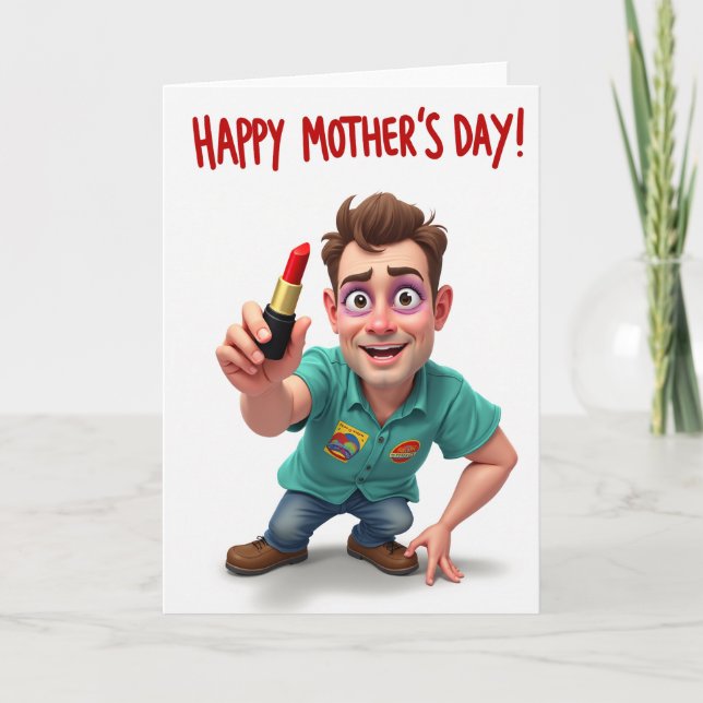 Cartão de Dia das Mães Alegre (Frente)