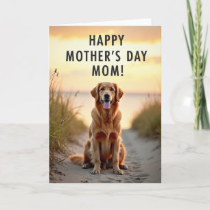 Cartão de Dia das Mães Amor Cachorro Dourado