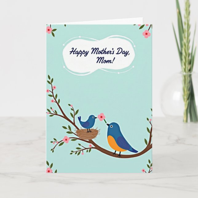 Cartão de Dia das Mães Amor da Pássara Azul (Frente)