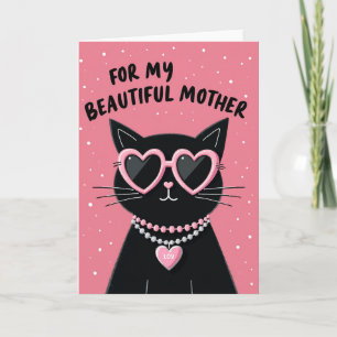 Cartão de Dia das Mães Amor de Gata Rosa