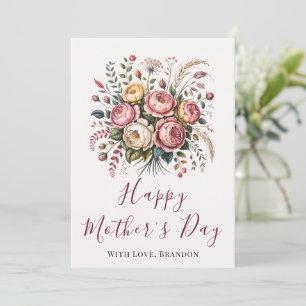 Cartão de Dia das Mães Botânico Floral Feliz