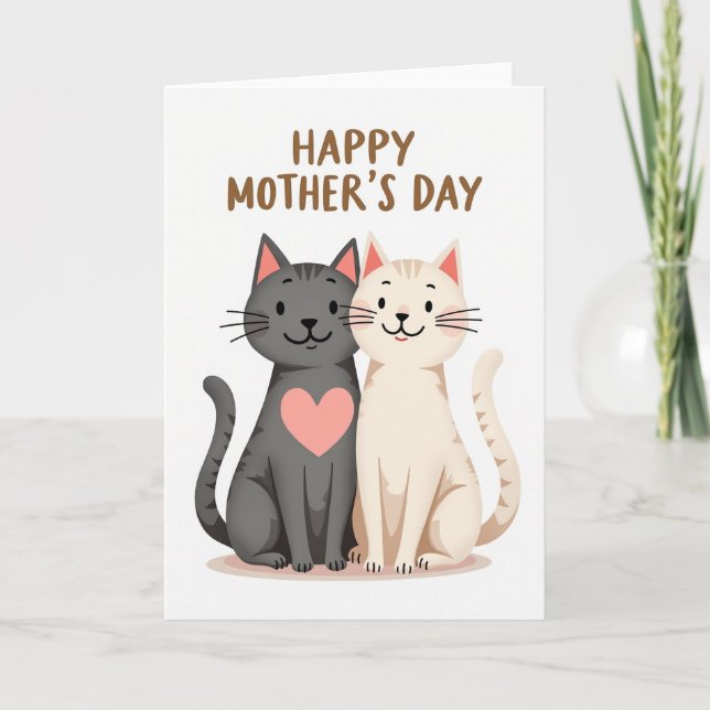 Cartão de Dia das Mães com Arte Felina (Frente)