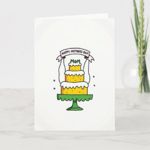 Cartão de Dia das Mães com Bolo de Bordas Ondulada
