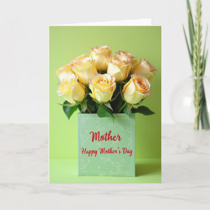 Cartão de Dia das Mães com Buquê de Rosas