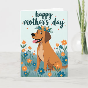 Cartão de Dia das Mães com Cachorro Floral