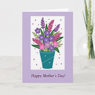 Cartão de Dia das Mães com Desenho de Lavanda