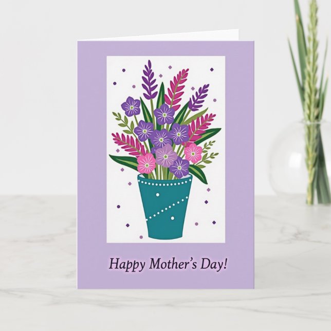 Cartão de Dia das Mães com Desenho de Lavanda (Frente)