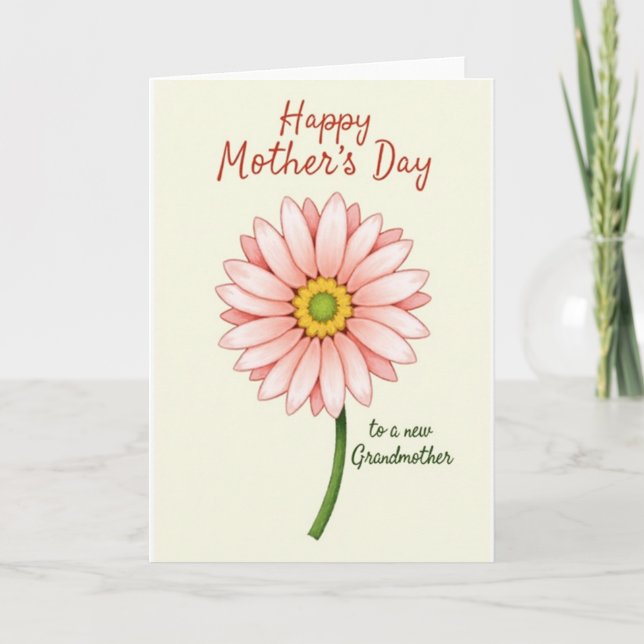 Cartão de Dia das Mães com Design Rosa Corado (Frente)