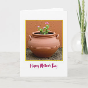 Cartão de Dia das Mães com Floral Rosa em Vaso