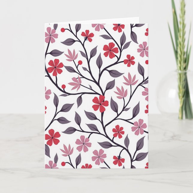 Cartão de Dia das Mães com Flores e Trepadeiras (Frente)