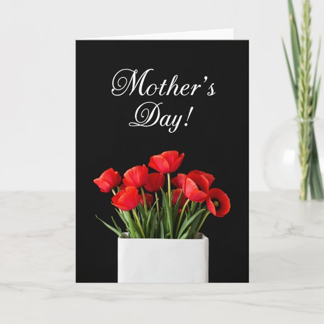 Cartão de Dia das Mães com Flores Vermelhas (Frente)