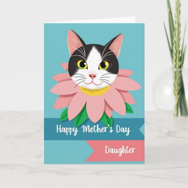 Cartão de Dia das Mães com Gatinho Turquesa (Frente)