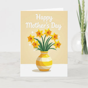 Cartão de Dia das Mães com Gradiente Floral Feliz