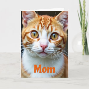 Cartão de Dia das Mães com Retrato de Gato Ruivo