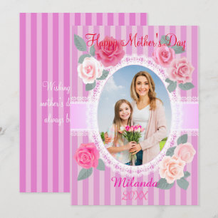 Cartão de Dia das Mães com Rosas Rosas