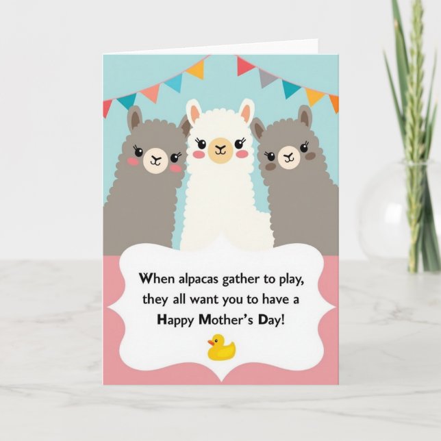 Cartão de Dia das Mães da Alpaca (Frente)
